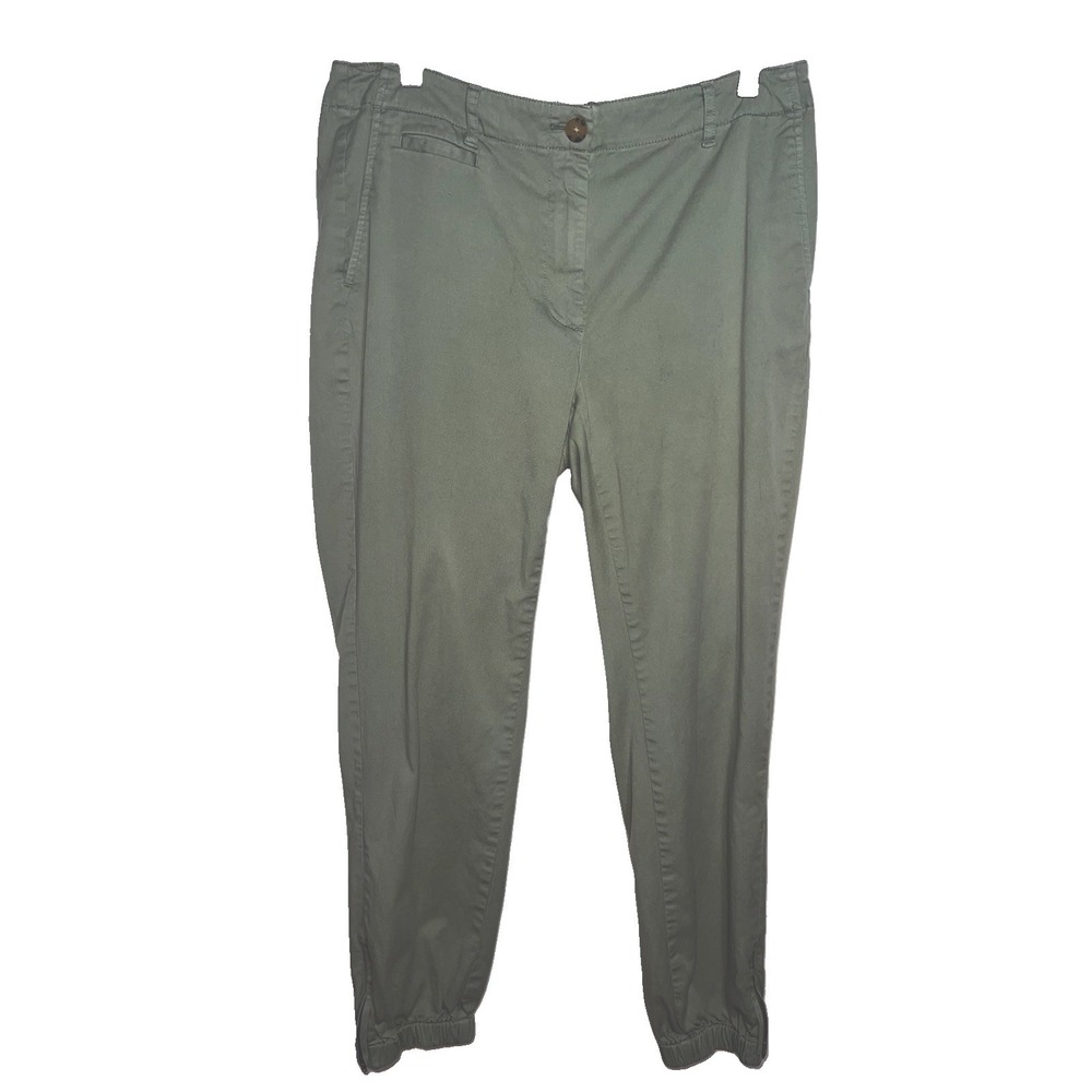 J.‎ Jill Stretch Chino Light Arugula Joggers Women's Olive Green Ankle Zip Sz 10